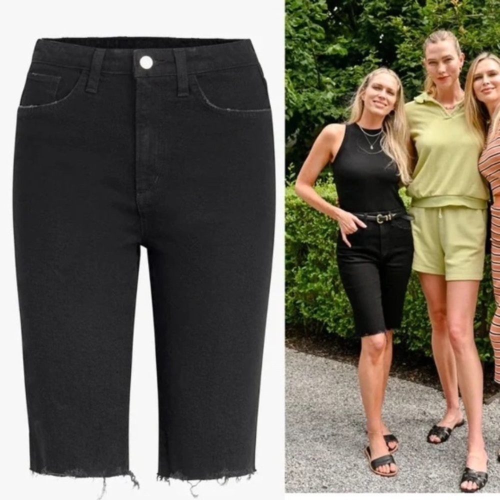 New! Favorite Daughter Eva black denim cutoff Bermuda shorts nwt 28597
